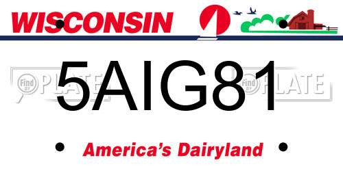 5AIG81 Wisconsin License Plate