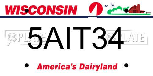 5AIT34 Wisconsin License Plate