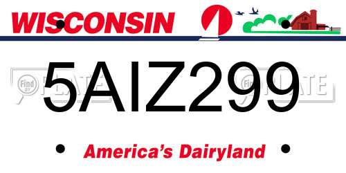 5AIZ299 Wisconsin License Plate