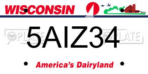 5AIZ34 Wisconsin License Plate