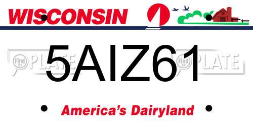 5AIZ61 Wisconsin License Plate