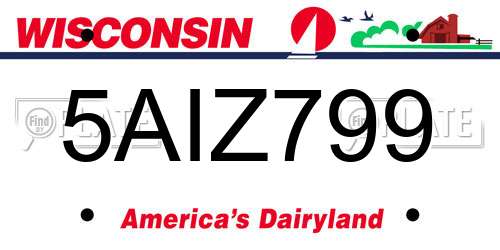 5AIZ799 Wisconsin License Plate