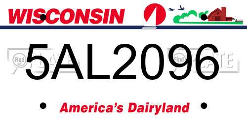 5AL2096 Wisconsin License Plate