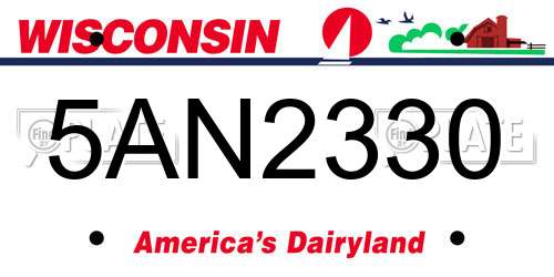 5AN2330 Wisconsin License Plate