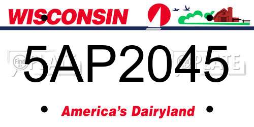 5AP2045 Wisconsin License Plate