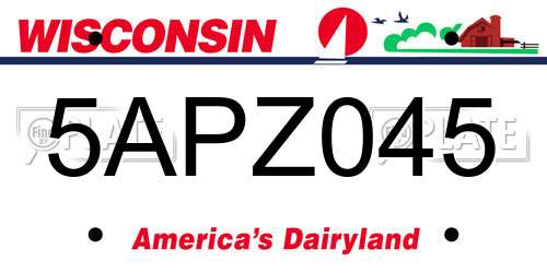 5APZ045 Wisconsin License Plate