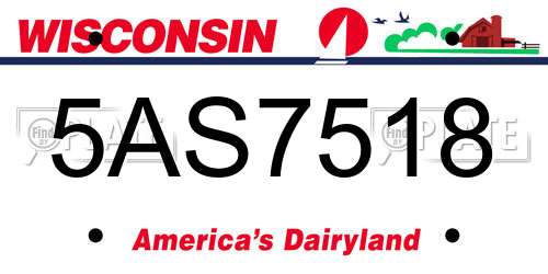 5AS7518 Wisconsin License Plate