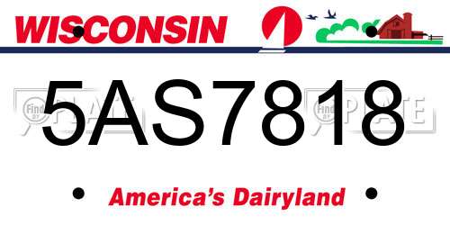 5AS7818 Wisconsin License Plate