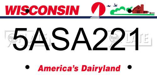 5ASA221 Wisconsin License Plate