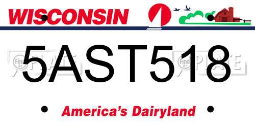 5AST518 Wisconsin License Plate