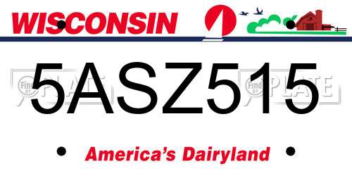 5ASZ515 Wisconsin License Plate
