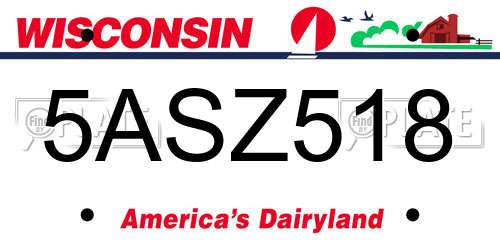 5ASZ518 Wisconsin License Plate