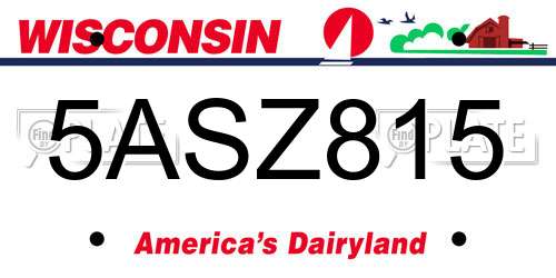 5ASZ815 Wisconsin License Plate