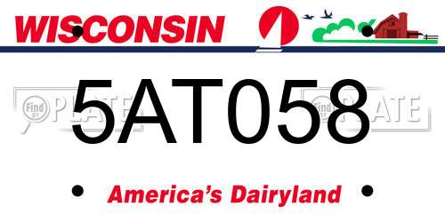 5AT058 Wisconsin License Plate