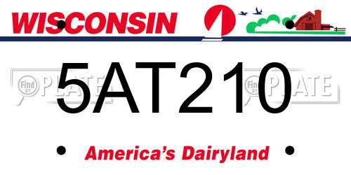 5AT210 Wisconsin License Plate