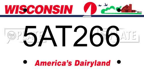 5AT266 Wisconsin License Plate