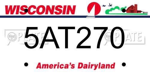 5AT270 Wisconsin License Plate