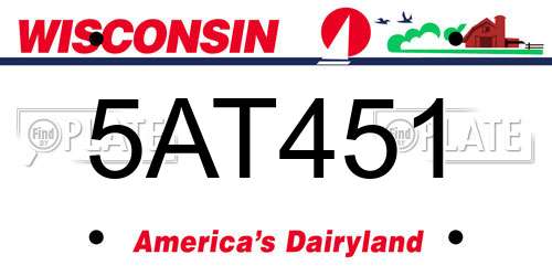 5AT451 Wisconsin License Plate