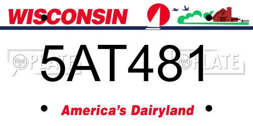 5AT481 Wisconsin License Plate