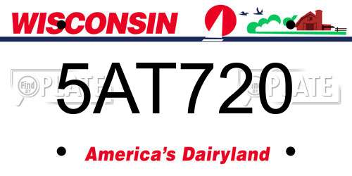 5AT720 Wisconsin License Plate