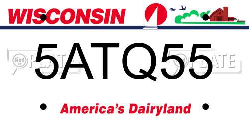 5ATQ55 Wisconsin License Plate