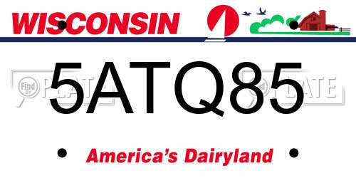 5ATQ85 Wisconsin License Plate