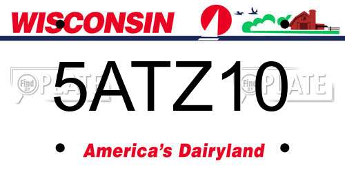 5ATZ10 Wisconsin License Plate