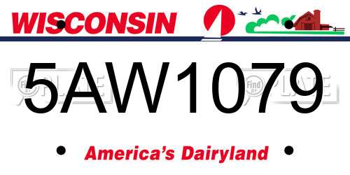 5AW1079 Wisconsin License Plate