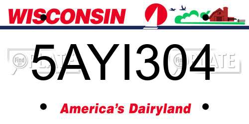 5AYI304 Wisconsin License Plate