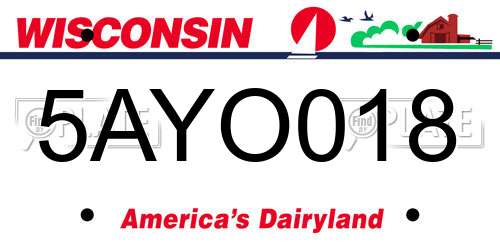 5AYO018 Wisconsin License Plate