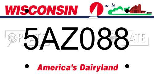 5AZ088 Wisconsin License Plate