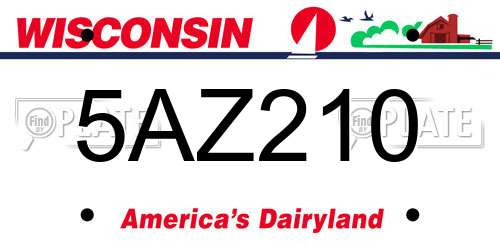 5AZ210 Wisconsin License Plate