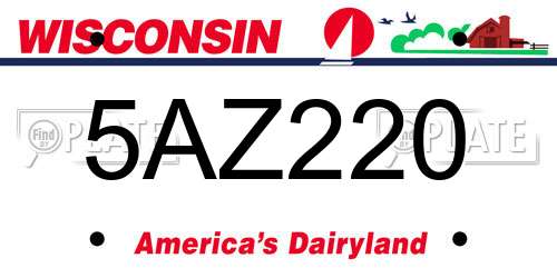 5AZ220 Wisconsin License Plate