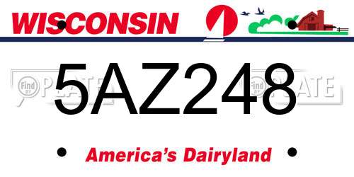 5AZ248 Wisconsin License Plate