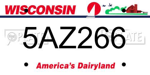 5AZ266 Wisconsin License Plate