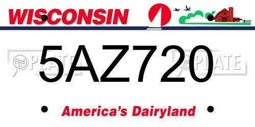 5AZ720 Wisconsin License Plate