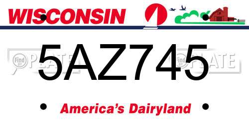 5AZ745 Wisconsin License Plate