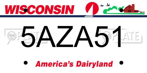 5AZA51 Wisconsin License Plate