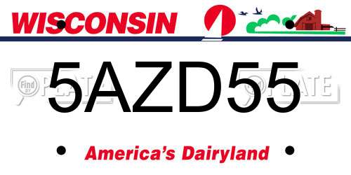 5AZD55 Wisconsin License Plate