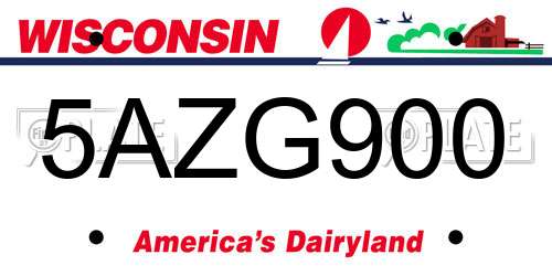 5AZG900 Wisconsin License Plate