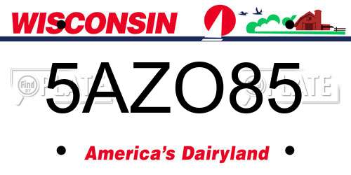 5AZO85 Wisconsin License Plate