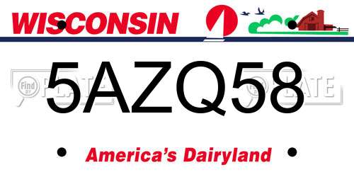 5AZQ58 Wisconsin License Plate