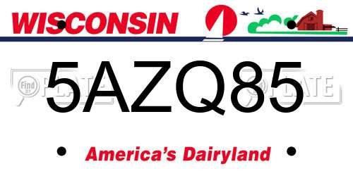 5AZQ85 Wisconsin License Plate
