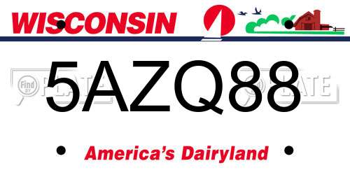 5AZQ88 Wisconsin License Plate