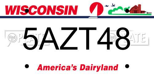 5AZT48 Wisconsin License Plate