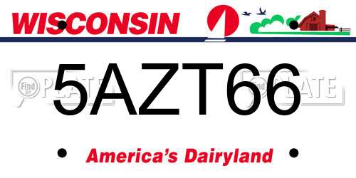 5AZT66 Wisconsin License Plate