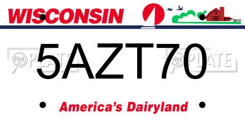 5AZT70 Wisconsin License Plate