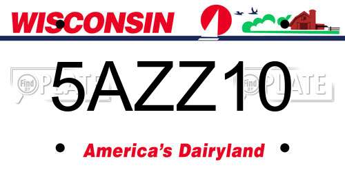 5AZZ10 Wisconsin License Plate