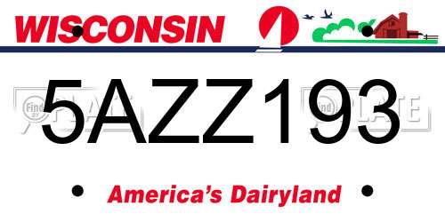 5AZZ193 Wisconsin License Plate