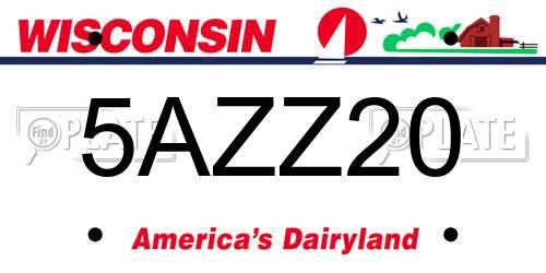 5AZZ20 Wisconsin License Plate